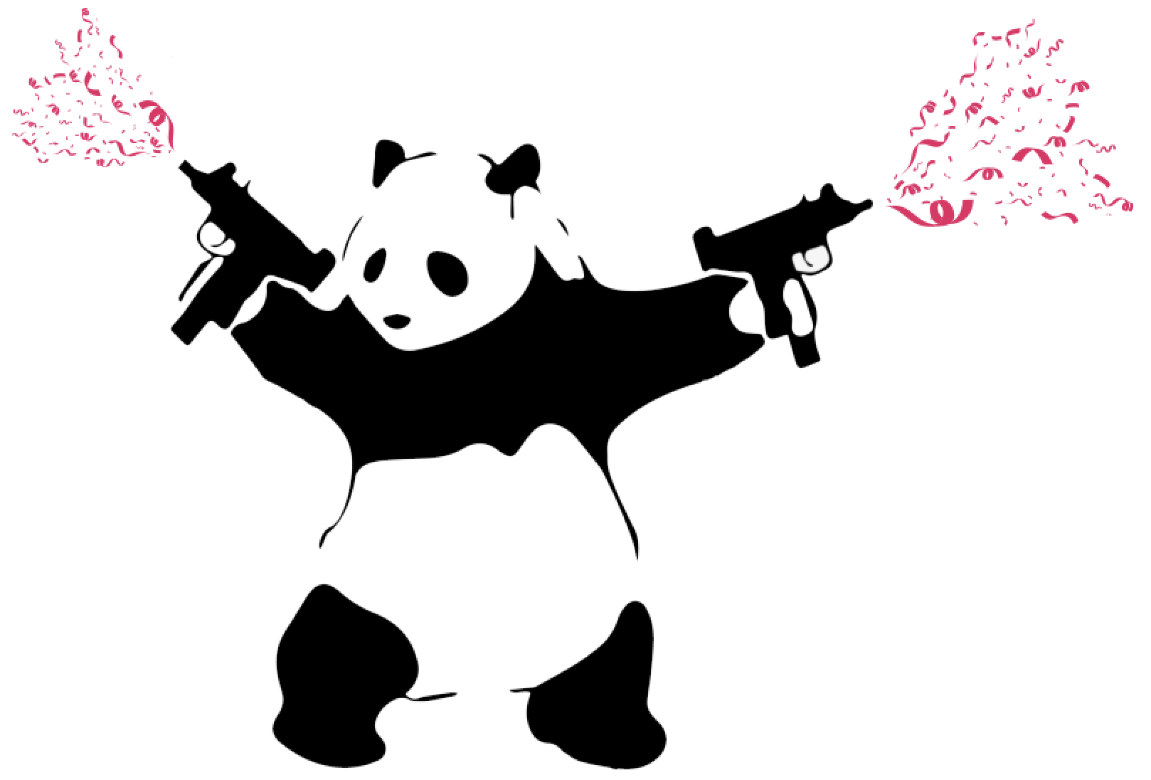 Panda Holding Machine Guns